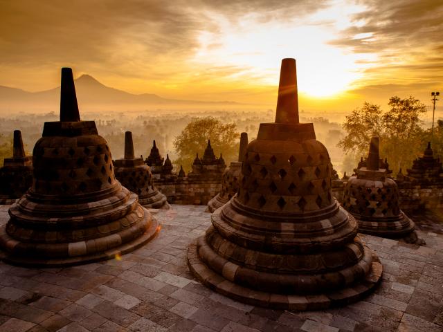 Witness the glow of Borobudur at sunrise