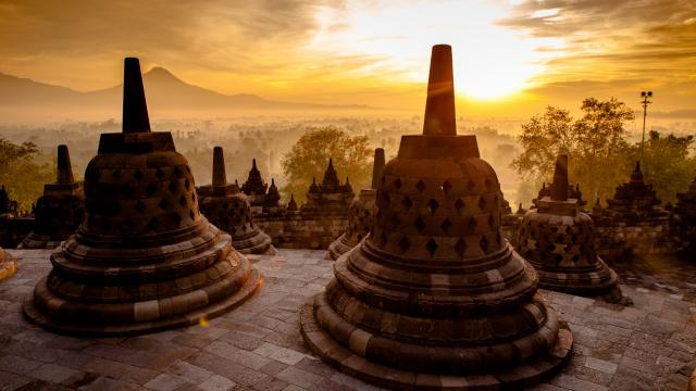 Witness the glow of Borobudur at sunrise