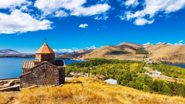 Visit the striking Sevan Monastery