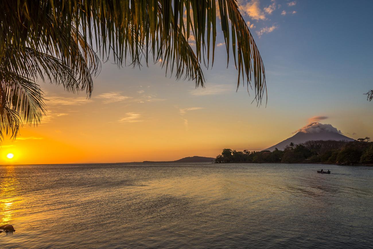 Lake Nicaragua with a view of Ompete Island at sunset