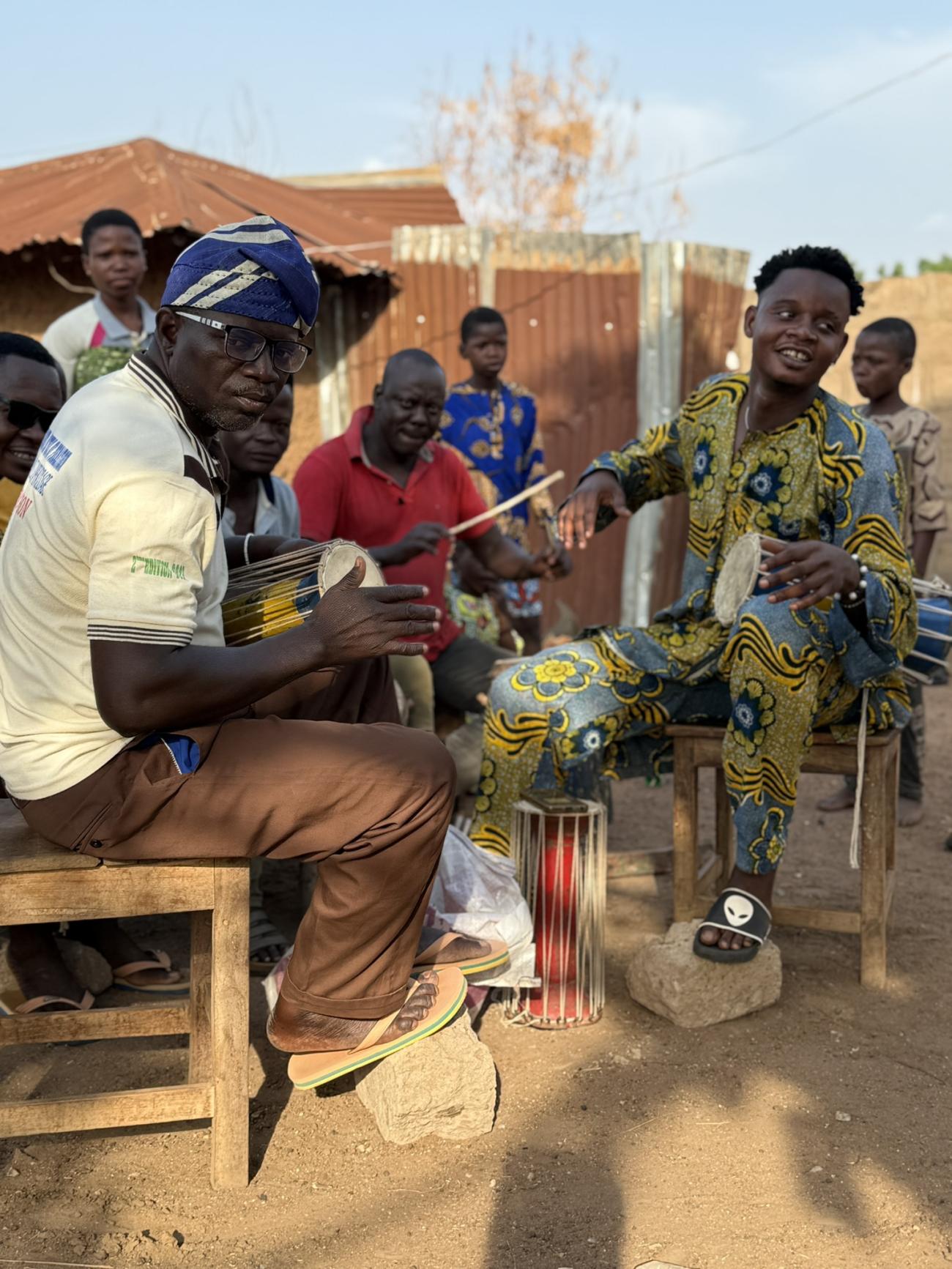 Group of men in Togo playing drums