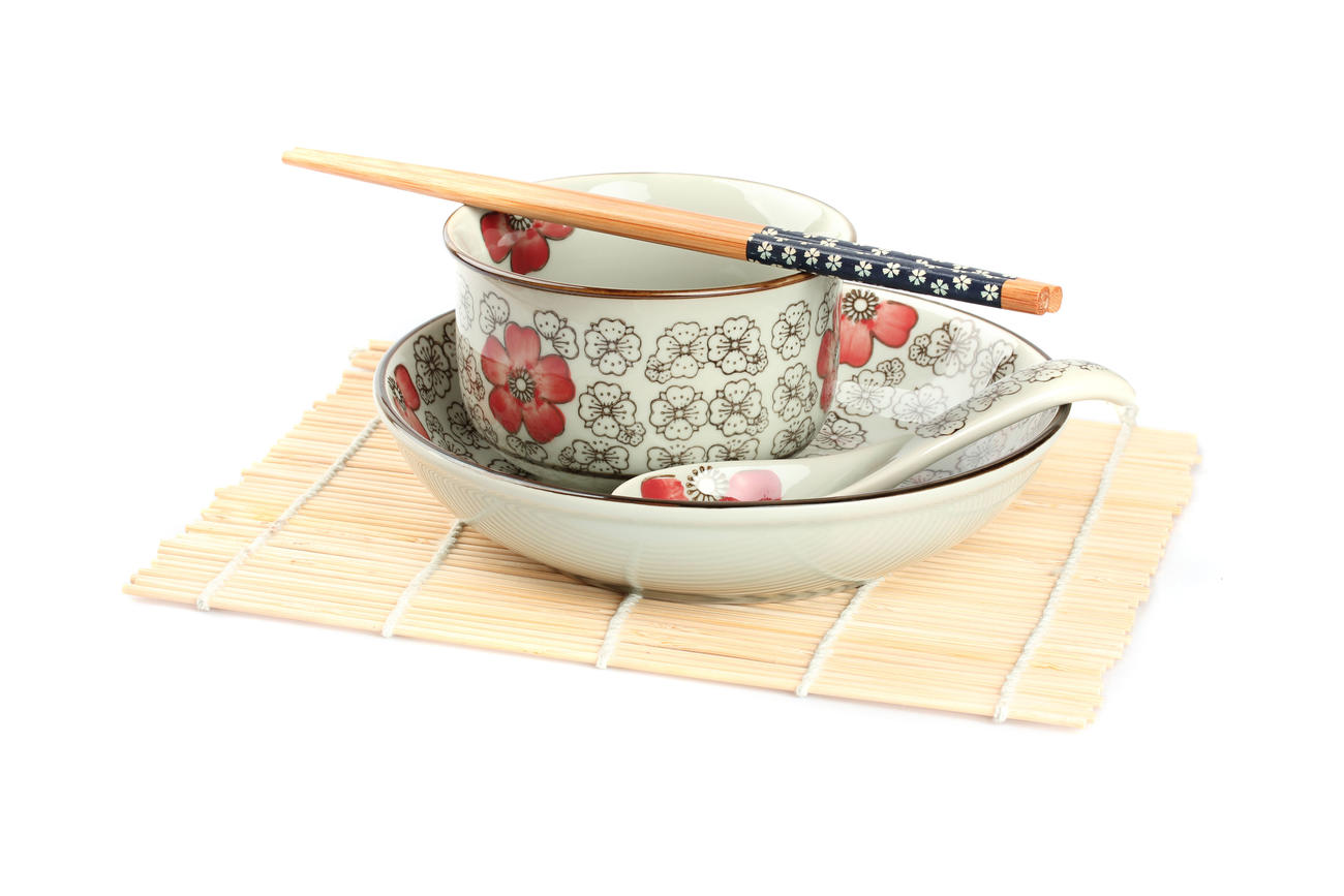 Japanese chopsticks, bowl and dish