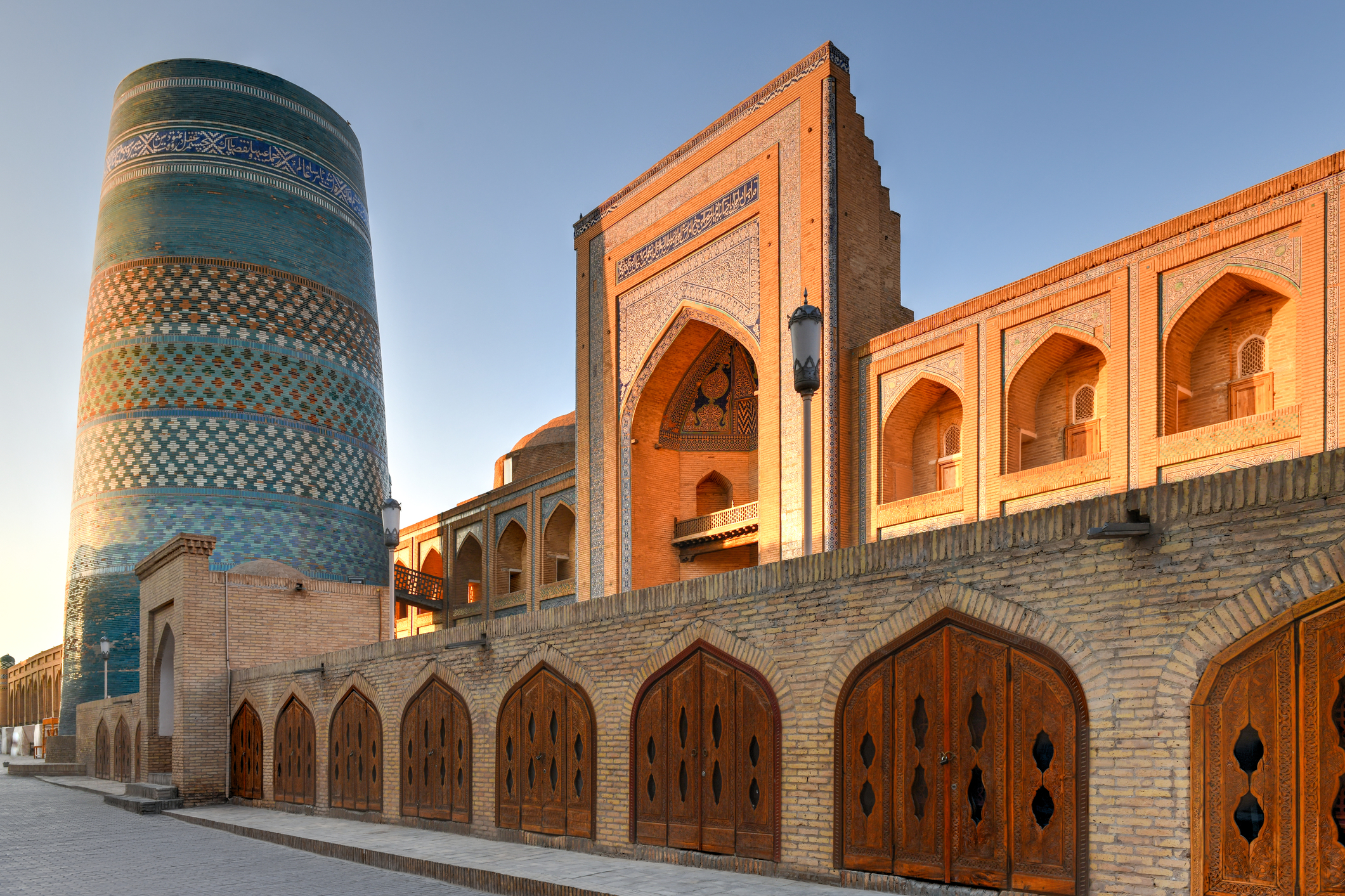 Muhammad Amin Khan Madrassah, Kalta Minor Minaret, Orient Star Hotel, Khiva_dreamstime_m_162161393