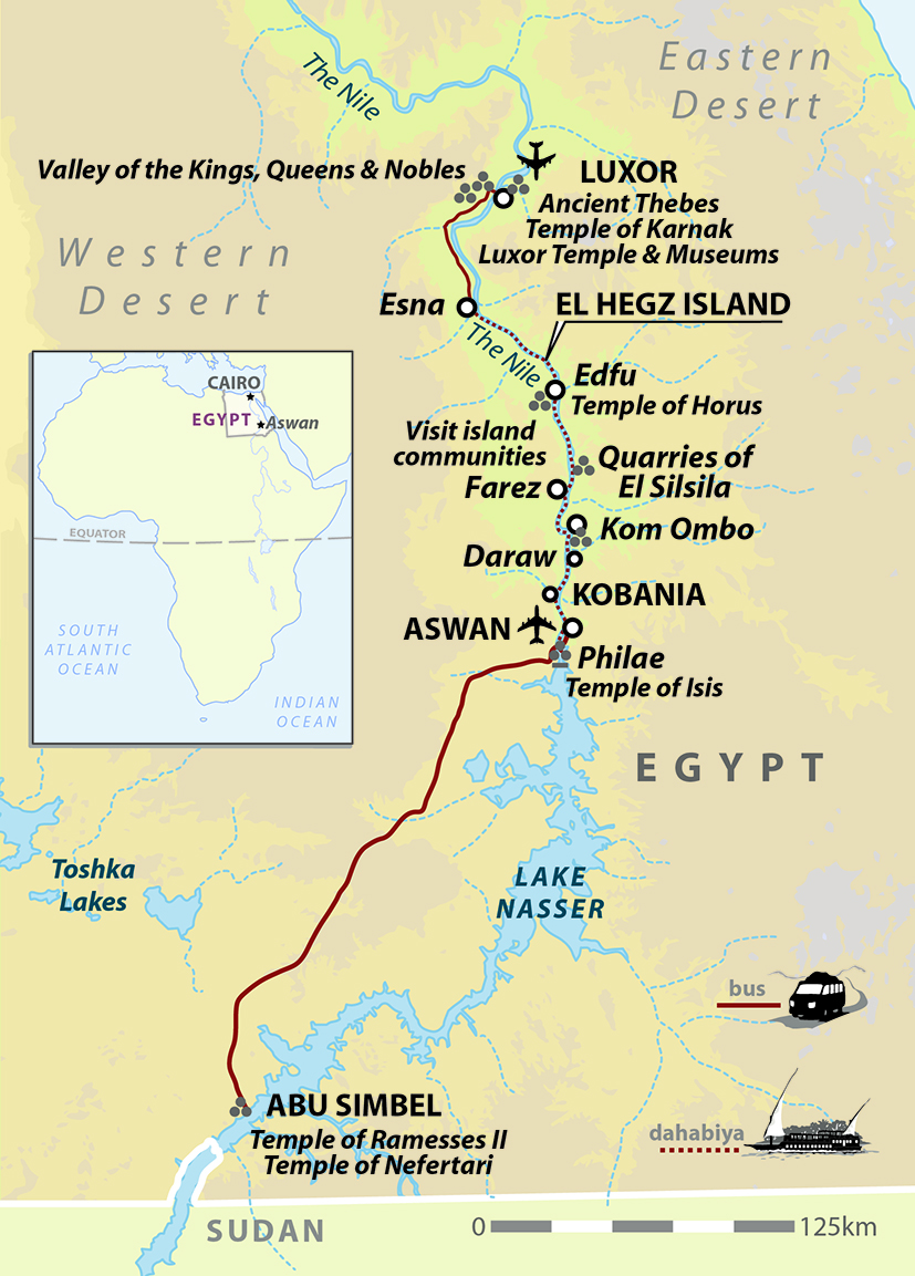 Egypt: Slow Boat to Aswan Map
