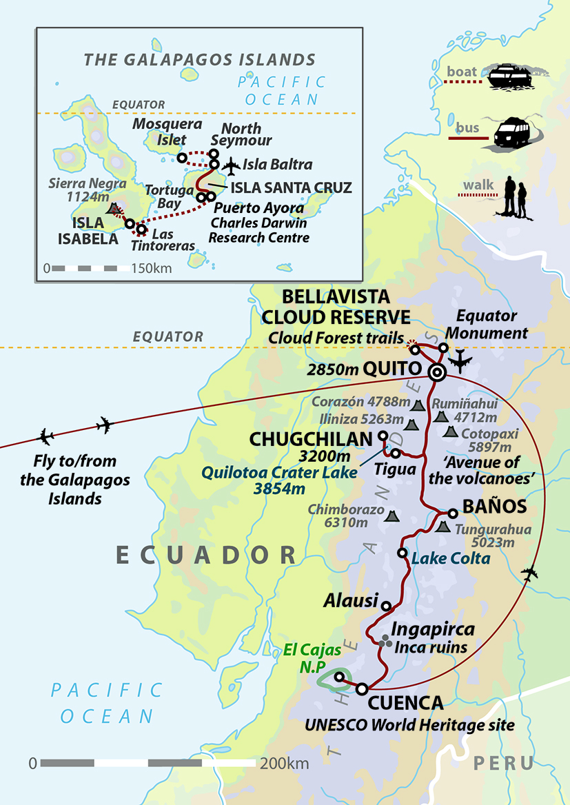 Darwin's Ecuador: Andes to Galapagos Map