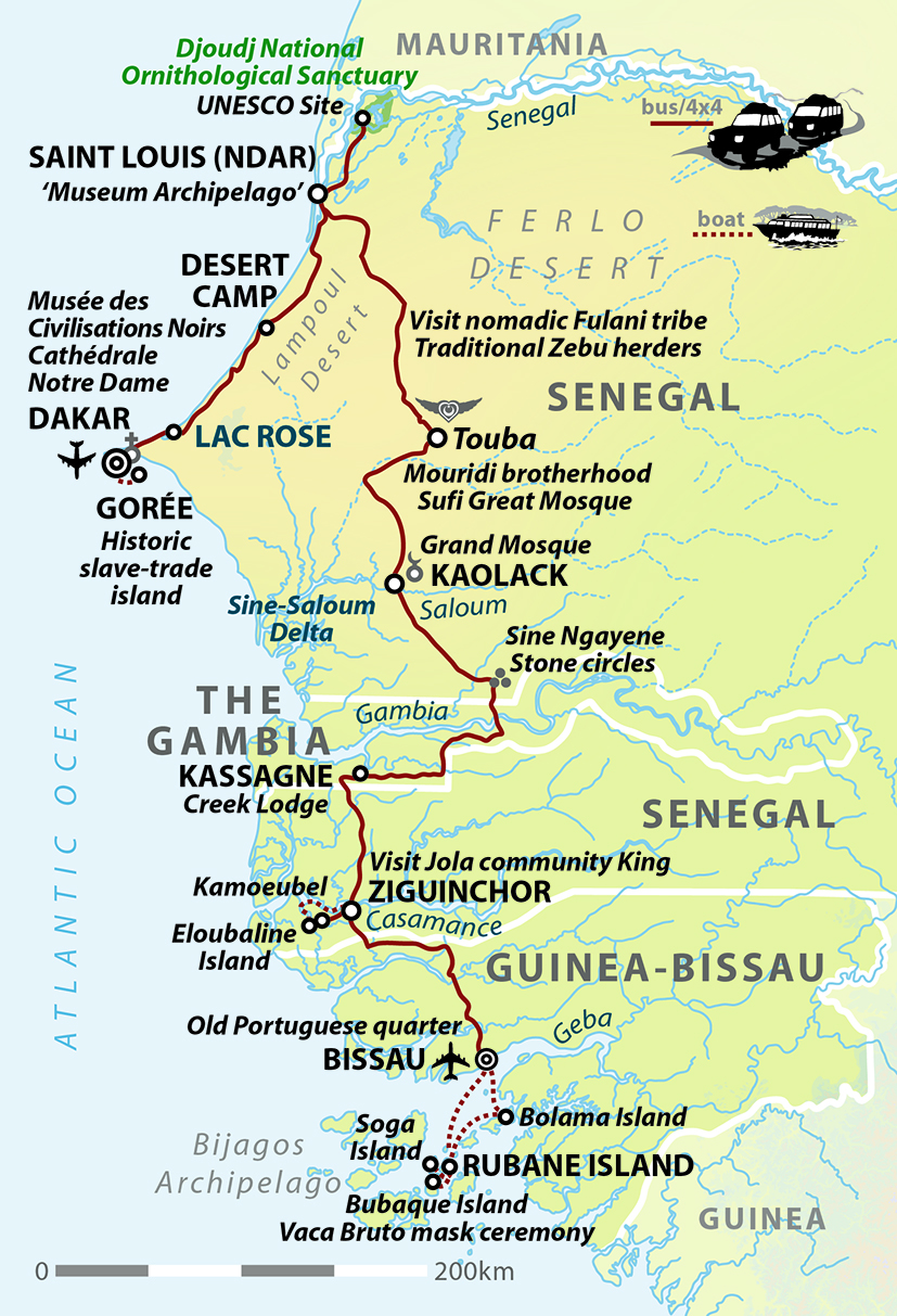 Senegal, Gambia & The Bijagos Archipelago Of Guinea-Bissau Map