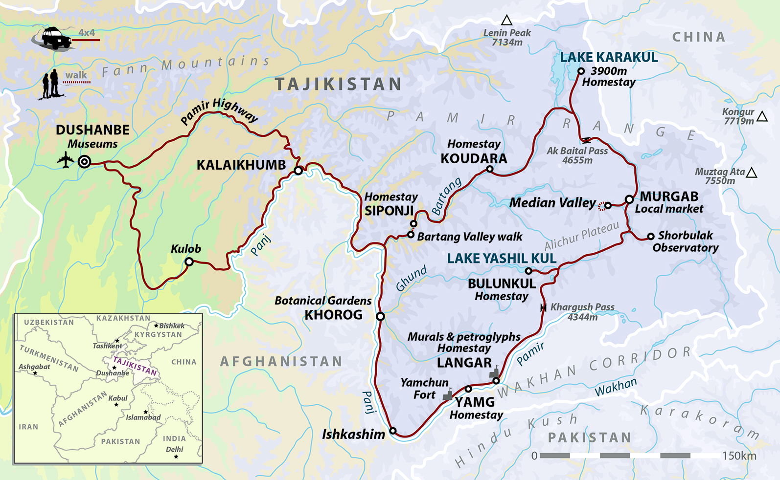 Tajikistan: The Pamir Highway Map