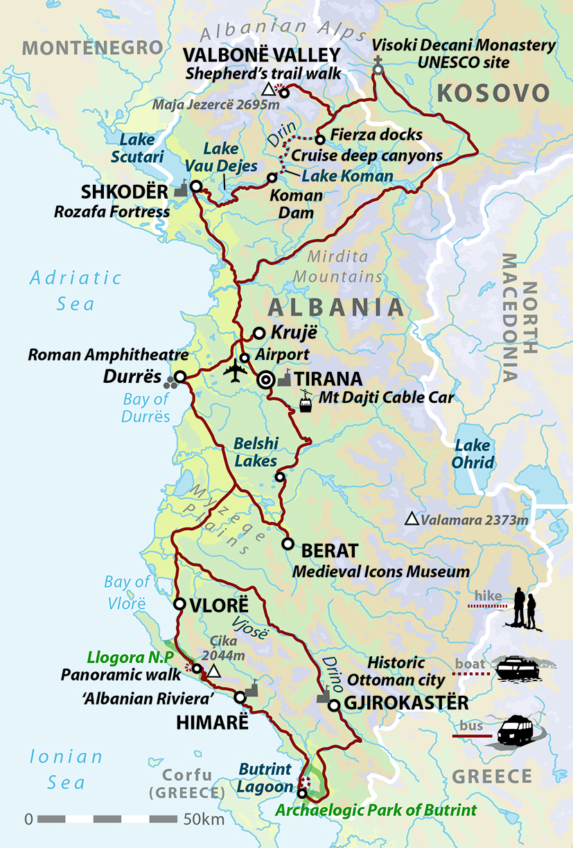 Albania Encompassed Map