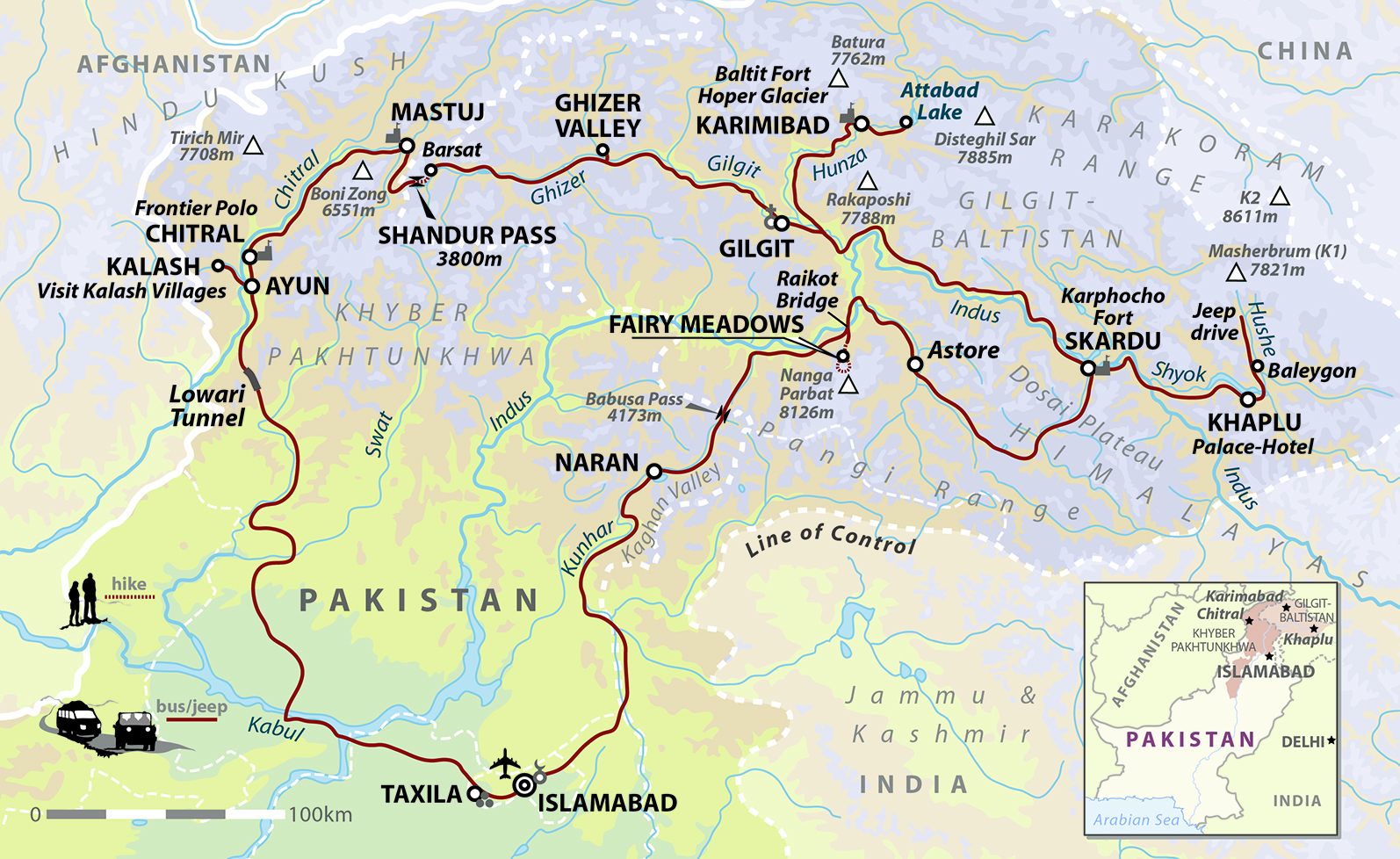 Pakistan: Summer Mountain Explorer Map